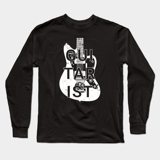 Guitarist Electric Guitar Body Dark Theme Long Sleeve T-Shirt by nightsworthy